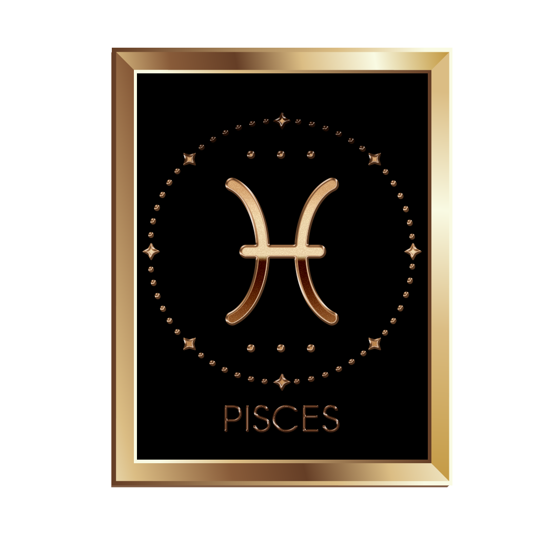 Gold Pisces zodiac sign png, Pisces sign PNG, Pisces gold PNG transparent images, golden Pisces png images